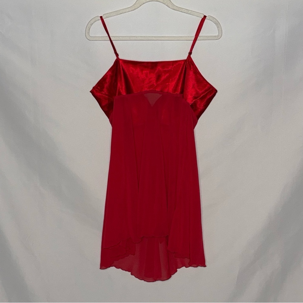 Victoria’s Secret Vintage Red Satin Sheer Lace Babydoll Women’s Size Large EUC - Picture 2 of 3